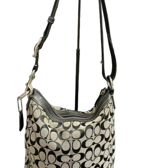 COACH Chelsea Signature Duffle Shoulder Bag F14446 GrayBlack JacquardLeather - Picture 3 of 11